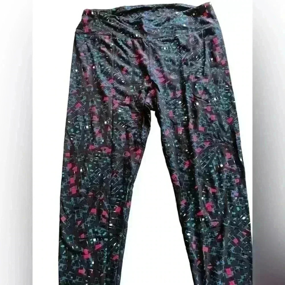 Lularoe TC black , teal & hot pink geometric pattern leggings. NWOT. - Picture 2 of 5